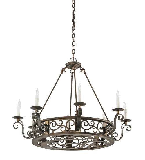 Meyda Lighting Delano 36" 8-Light Antique Copper Chandelier With White Faux Candlelight