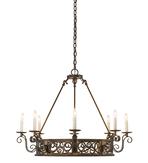 Meyda Lighting Delano 36" 8-Light Antique Copper Chandelier With White Faux Candlelight