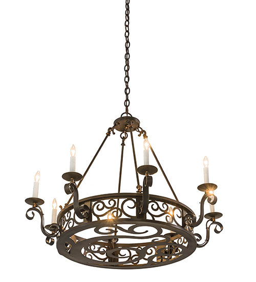 Meyda Lighting Delano 36" 8-Light Antique Copper Chandelier With White Faux Candlelight