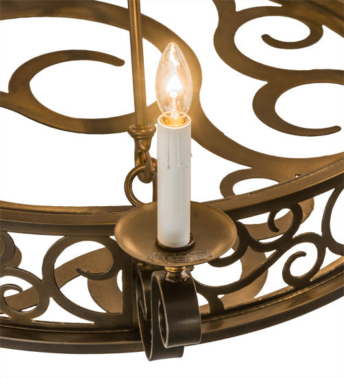 Meyda Lighting Delano 36" 8-Light Antique Copper Chandelier With White Faux Candlelight