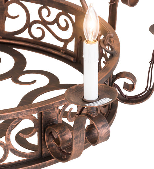 Meyda Lighting Delano 36" 8-Light French Copper Chandelier With White Faux Candlelight