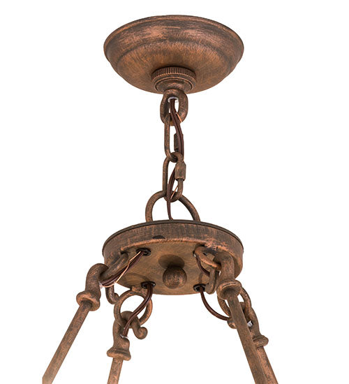 Meyda Lighting Delano 36" 8-Light French Copper Chandelier With White Faux Candlelight