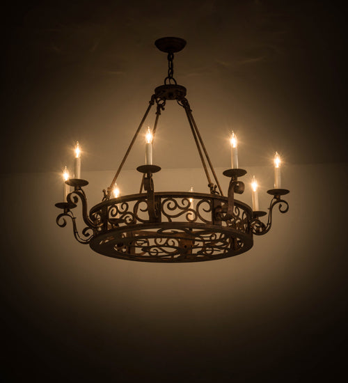 Meyda Lighting Delano 36" 8-Light French Copper Chandelier With White Faux Candlelight