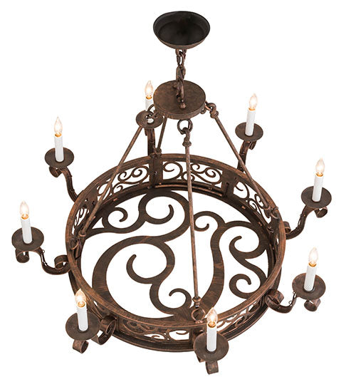 Meyda Lighting Delano 36" 8-Light French Copper Chandelier With White Faux Candlelight
