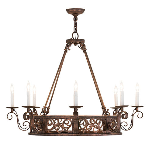Meyda Lighting Delano 36" 8-Light French Copper Chandelier With White Faux Candlelight