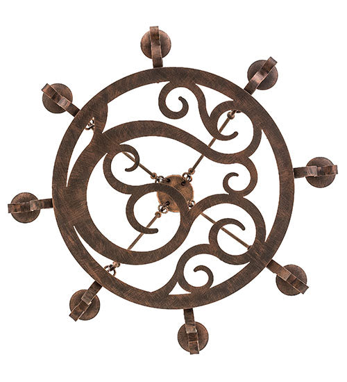Meyda Lighting Delano 36" 8-Light French Copper Chandelier With White Faux Candlelight