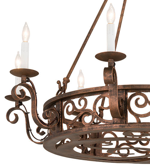 Meyda Lighting Delano 36" 8-Light French Copper Chandelier With White Faux Candlelight