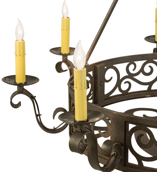 Meyda Lighting Delano 36" 8-Light Gilded Tobacco Chandelier With Ivory Faux Candlelight