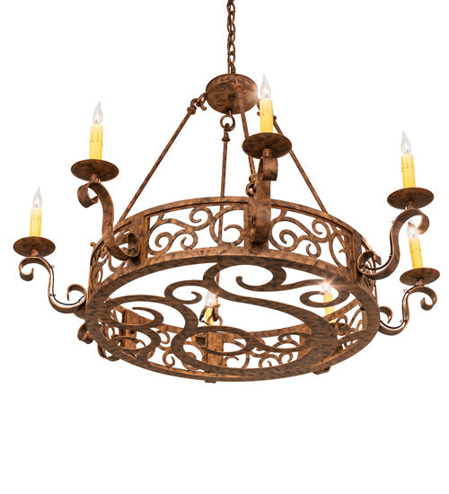 Meyda Lighting Delano 36" 8-Light Spanish Gold Chandelier With Ivory Faux Candlelight
