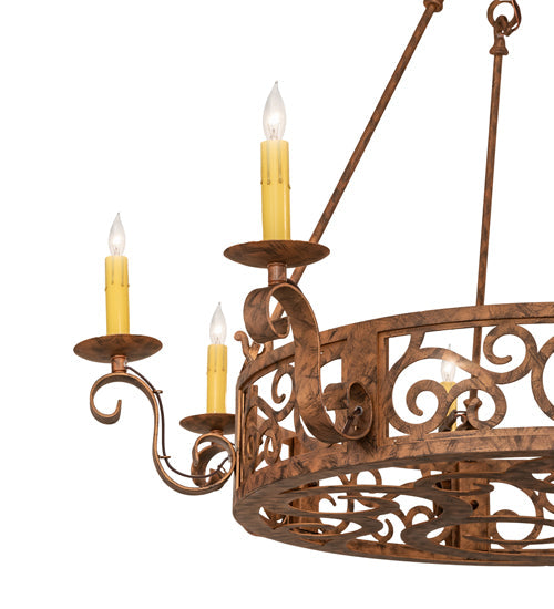 Meyda Lighting Delano 36" 8-Light Spanish Gold Chandelier With Ivory Faux Candlelight