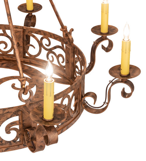 Meyda Lighting Delano 36" 8-Light Spanish Gold Chandelier With Ivory Faux Candlelight