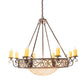 Meyda Lighting Delano 42" 12-Light Cajun Spice Bowl Chandelier With Sable Idalight Shade Glass