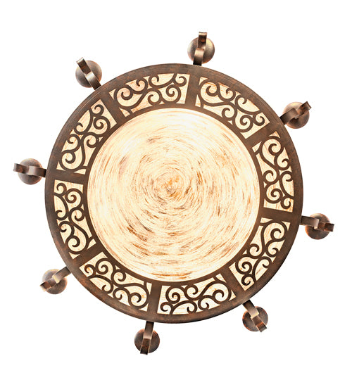 Meyda Lighting Delano 42" 12-Light Cajun Spice Bowl Chandelier With Sable Idalight Shade Glass
