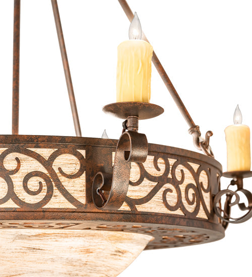 Meyda Lighting Delano 42" 12-Light Cajun Spice Bowl Chandelier With Sable Idalight Shade Glass