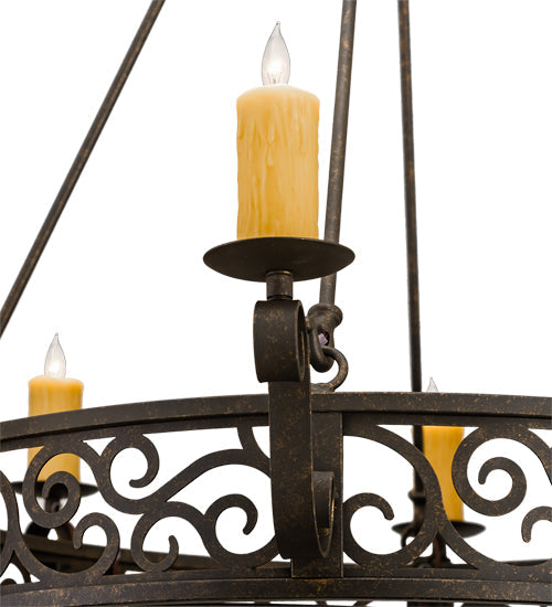 Meyda Lighting Delano 42" 8-Light Gilded Tobacco Chandelier With Amber Faux Candlelight