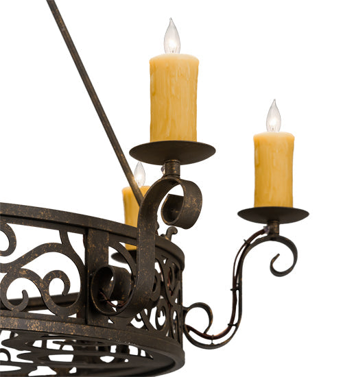 Meyda Lighting Delano 42" 8-Light Gilded Tobacco Chandelier With Amber Faux Candlelight