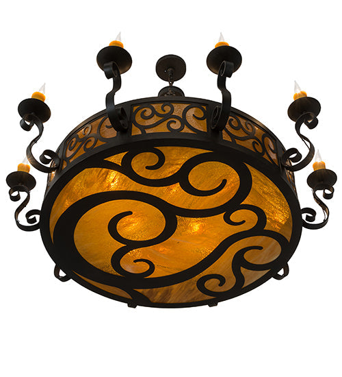 Meyda Lighting Delano 56" 10-Light Chestnut Chandelier With Honey Art Shade Glass