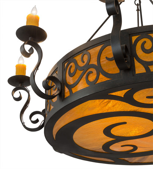 Meyda Lighting Delano 56" 10-Light Chestnut Chandelier With Honey Art Shade Glass