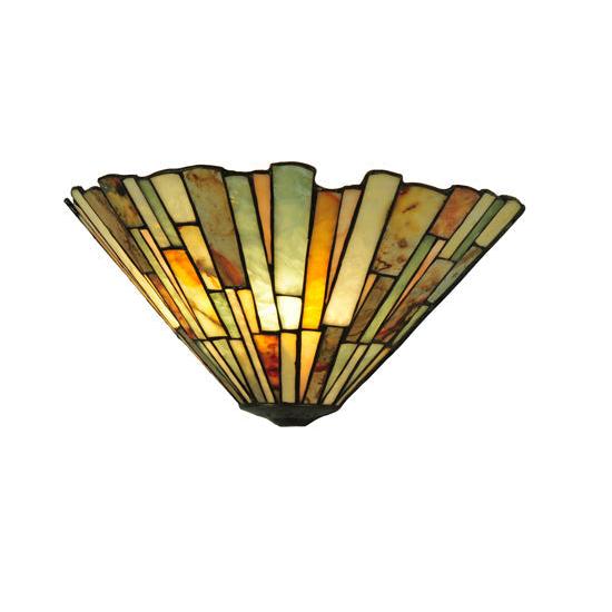 Meyda Lighting Delta 13" 2-Light Jadestone Wall Sconce With Multi-Colored Shade Glass