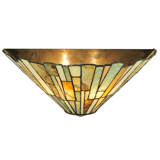 Meyda Lighting Delta 13" 2-Light Jadestone Wall Sconce With Multi-Colored Shade Glass