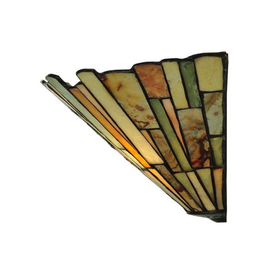 Meyda Lighting Delta 13" 2-Light Jadestone Wall Sconce With Multi-Colored Shade Glass