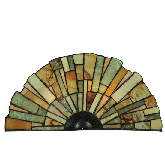 Meyda Lighting Delta 13" 2-Light Jadestone Wall Sconce With Multi-Colored Shade Glass