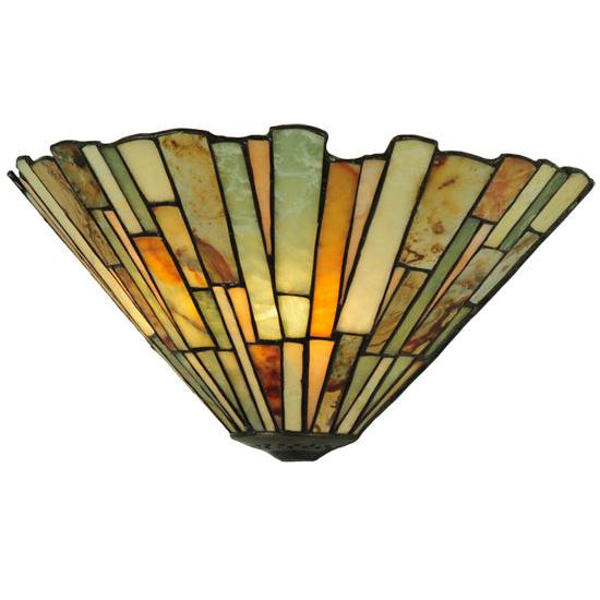 Meyda Lighting Delta 13" 2-Light Jadestone Wall Sconce With Multi-Colored Shade Glass