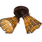 Meyda Lighting Delta 15" 2-Light Mahogany Bronze Flush Mount Light With Multi-Colored Jadestone Shade