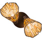 Meyda Lighting Delta 15" 2-Light Mahogany Bronze Flush Mount Light With Multi-Colored Jadestone Shade