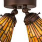Meyda Lighting Delta 15" 2-Light Mahogany Bronze Flush Mount Light With Multi-Colored Jadestone Shade