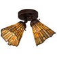 Meyda Lighting Delta 15" 2-Light Mahogany Bronze Flush Mount Light With Multi-Colored Jadestone Shade