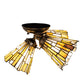 Meyda Lighting Delta 15" 3-Light Gold Vein Flush Mount Light With Multi-Colored Jadestone Shade