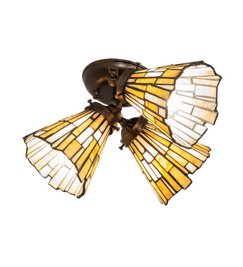 Meyda Lighting Delta 15" 3-Light Gold Vein Flush Mount Light With Multi-Colored Jadestone Shade