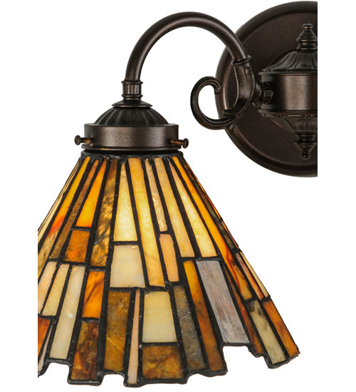 Meyda Lighting Delta 17" 2-Light Mahogany Bronze Wall Sconce With Jadestone Shade