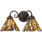 Meyda Lighting Delta 17" 2-Light Mahogany Bronze Wall Sconce With Jadestone Shade