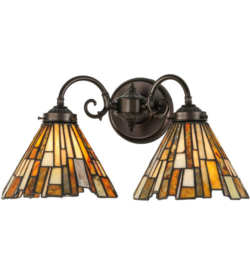 Meyda Lighting Delta 17" 2-Light Mahogany Bronze Wall Sconce With Jadestone Shade