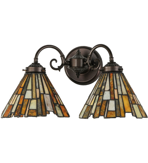 Meyda Lighting Delta 17" 2-Light Mahogany Bronze Wall Sconce With Jadestone Shade