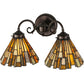 Meyda Lighting Delta 17" 2-Light Mahogany Bronze Wall Sconce With Jadestone Shade