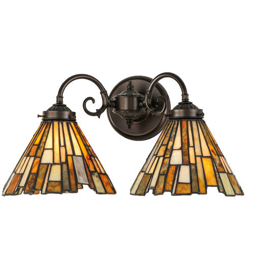 Meyda Lighting Delta 17" 2-Light Mahogany Bronze Wall Sconce With Jadestone Shade