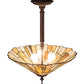Meyda Lighting Delta 17" 3-Light Mahogany Bronze Inverted Pendant Light With Multi-Colored Jadestone Shade