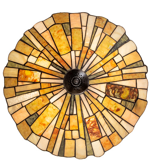 Meyda Lighting Delta 17" 3-Light Mahogany Bronze Inverted Pendant Light With Multi-Colored Jadestone Shade