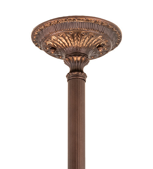 Meyda Lighting Delta 17" 3-Light Mahogany Bronze Inverted Pendant Light With Multi-Colored Jadestone Shade