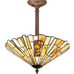 Meyda Lighting Delta 17" 3-Light Mahogany Bronze Inverted Pendant Light With Multi-Colored Jadestone Shade