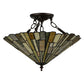Meyda Lighting Delta 17" 3-Light Mahogany Bronze Semi-flush Mount Ceiling Light With Multi-Colored Jadestone Shade