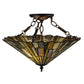 Meyda Lighting Delta 17" 3-Light Mahogany Bronze Semi-flush Mount Ceiling Light With Multi-Colored Jadestone Shade