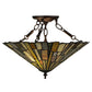Meyda Lighting Delta 17" 3-Light Mahogany Bronze Semi-flush Mount Ceiling Light With Multi-Colored Jadestone Shade