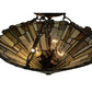 Meyda Lighting Delta 17" 3-Light Mahogany Bronze Semi-flush Mount Ceiling Light With Multi-Colored Jadestone Shade