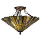 Meyda Lighting Delta 17" 3-Light Mahogany Bronze Semi-flush Mount Ceiling Light With Multi-Colored Jadestone Shade