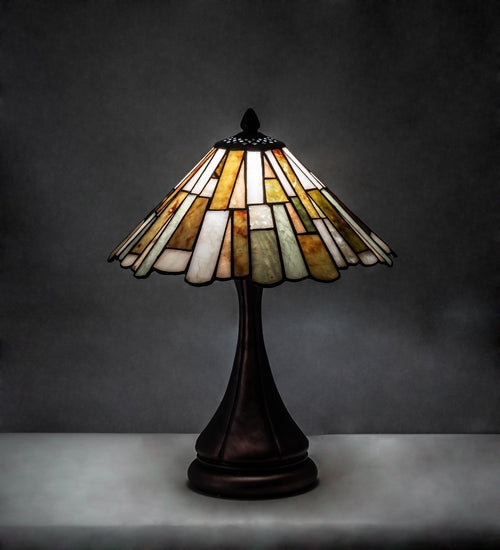 Meyda Lighting Delta 17" Mahogany Bronze Accent Table Lamp With Multi-Colored Jadestone Shade
