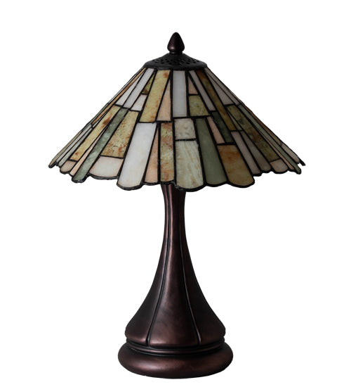 Meyda Lighting Delta 17" Mahogany Bronze Accent Table Lamp With Multi-Colored Jadestone Shade